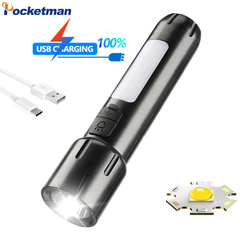 Super Bright New Upgrade-LED Flashlight 4 Modes USB Fast Charging Flashlights Portable Outdoor Torch for Camping Hiking Fishing