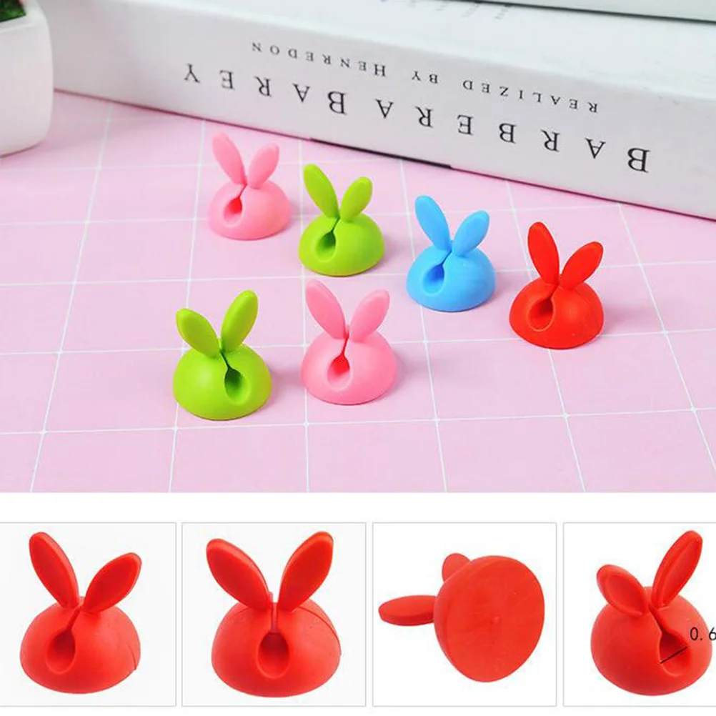 8pcs Rabbit Ears Shape Cable Clips Self Adhesive Cord Organizer Wire Holders Management for Home Office (Random Color)