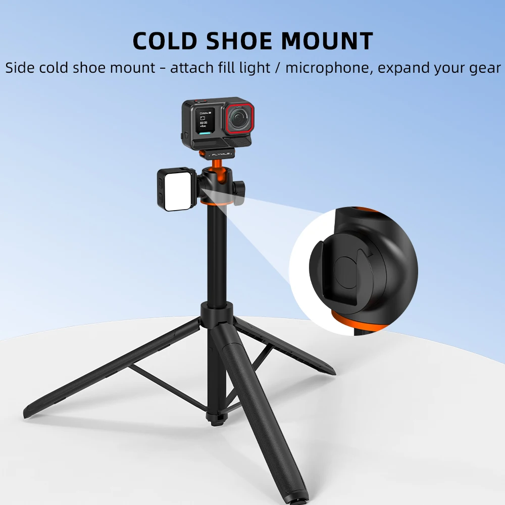 Flymile Stativ für Insta360 X6/X5/Ace Pro 2 Kamera Schnellwechselhalterung Stativ Selfie-Stick 140CM Verstellbarer Ausziehbarer Stab – Detail 11