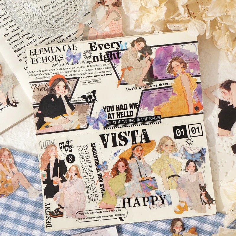 1pack/30pcs Cute Cartoon Girl Stickers, Adorable Girl Designs for Journal Decoration, DIY Craft Accents Planner view 4