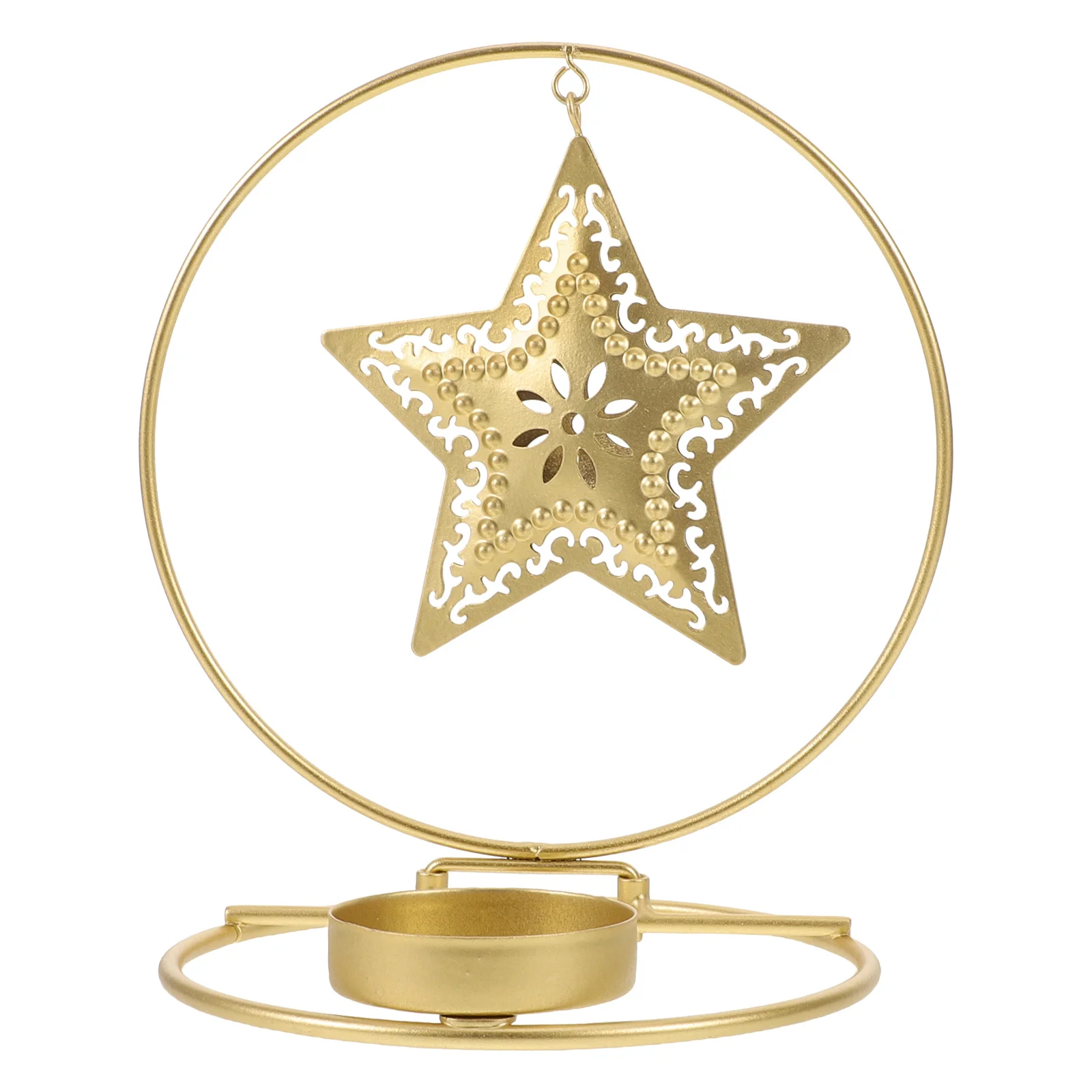 

Metal Double Ring Holder Stylish Round Votive Stand for Fireplace Mantel Wedding Christmas Candelabra Table Decor