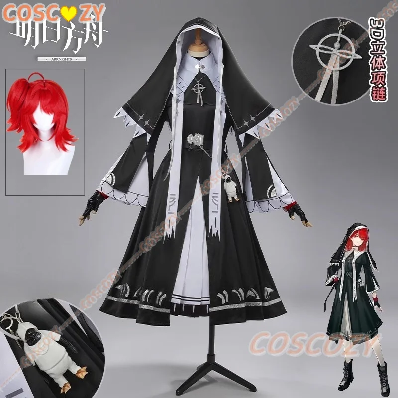 

Arknights Exusiai the New Covenant Cosplay Costume Game Nun Uniform Wig Halloween Carnival Party Christmas Play Role Gothic Suit
