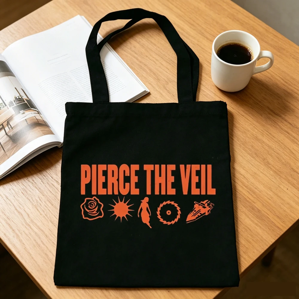 Pierce the Veil tote bag foldable grocery canvas  torba na zakupy y2k femme