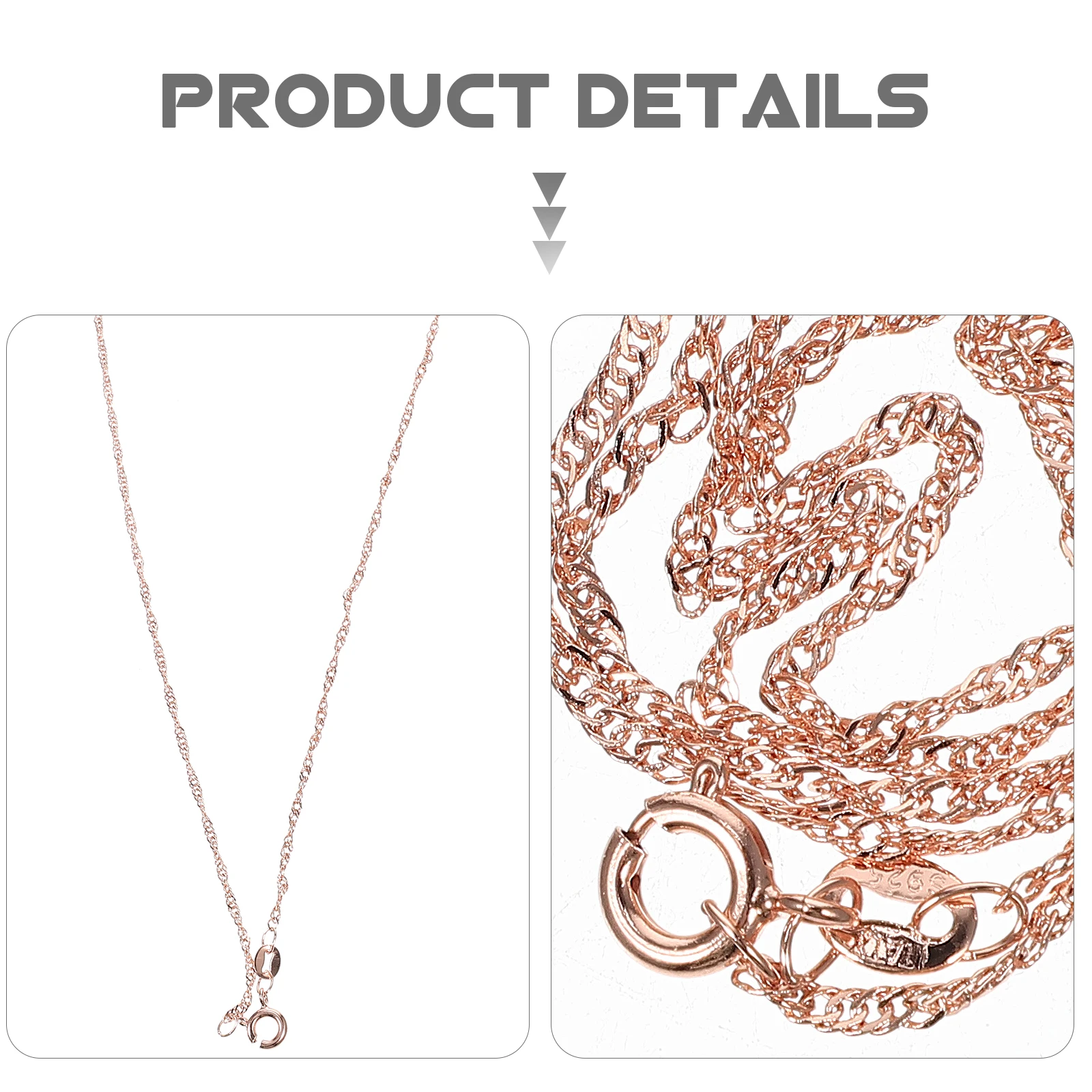

3Pcs Rose Gold Copper Necklace Chains for DIY Jewelry Making Smooth Surface Pendant Chains Women Necklace Supplies