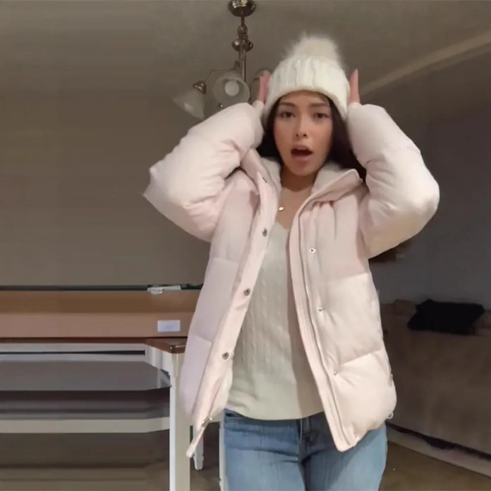 2025 خريف شتاء جديد المرأة سستة مريحة عادية براون مقنعين الرباط سميكة سترة قطن بلون #4