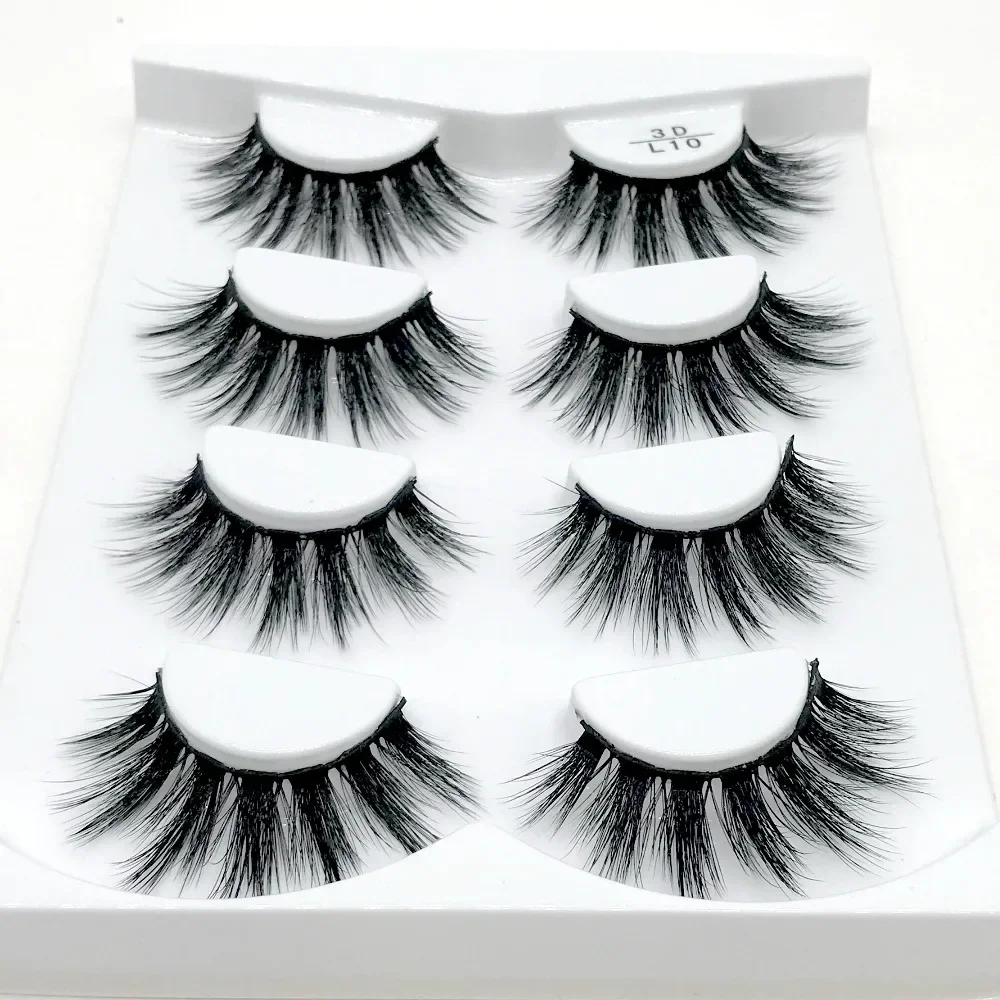 HBZGTLAD 2/4 คู่ขนตาปลอมธรรมชาติ 3D mink eye eyelash extension mink eye eyelash beauty