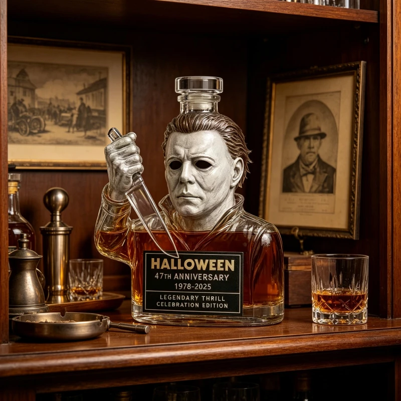 Halloween Michael Myers Whiskey Bottle Decanter 47th Anniversary Celebration Edition Collectible