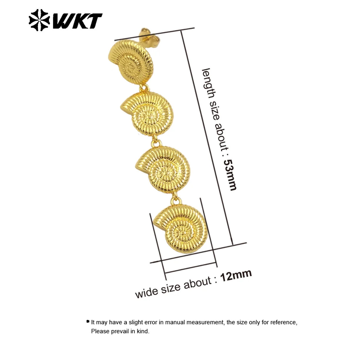 WT-E763 WKT Hot Sales Elegant Earring The shape Of Snail With 18k Gold Plated For Women Special Gifts Jewelry 6