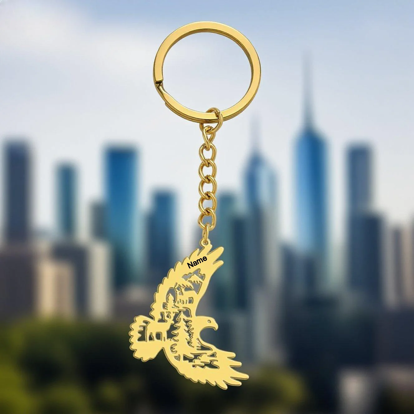 

Custom Eagle Shaped Keychain Exclusive Name Text Outdoor Exploration Business Travel Personal Use Convey Fearless Courage Friend