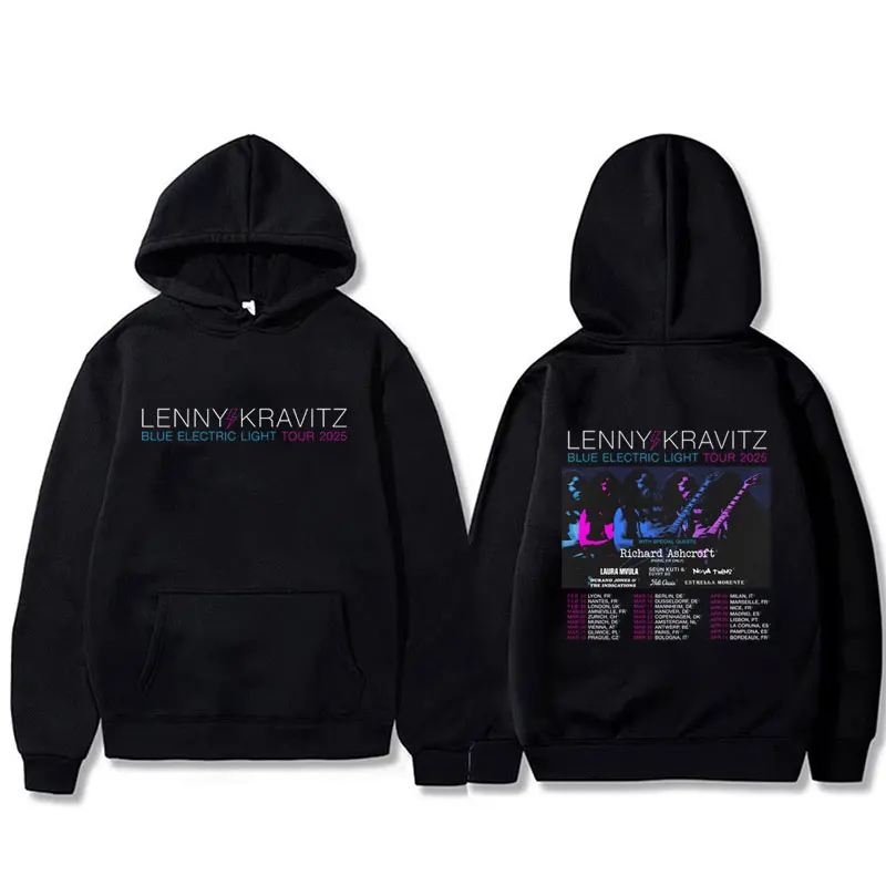 

Lenny Kravitz Blue Electric Light Tour 2025 Hoodie Men Women Casual Oversized Hoodies Unisex Vintage Fleece Cotton Sweatshirt