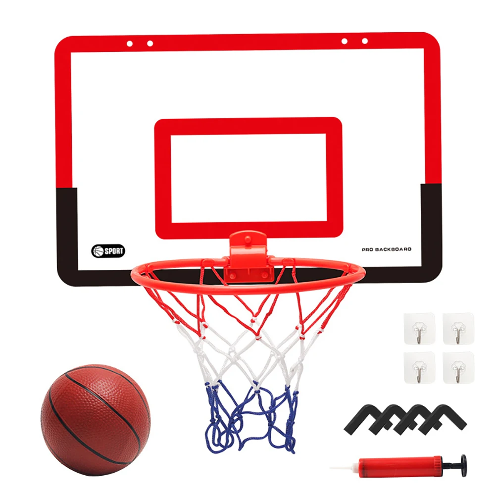 【Buy New】Indoor Basketball Hoop Set for Kids Adjustable Basketball Hoop Set Basketball Toy Gifts for Kids Teens Red