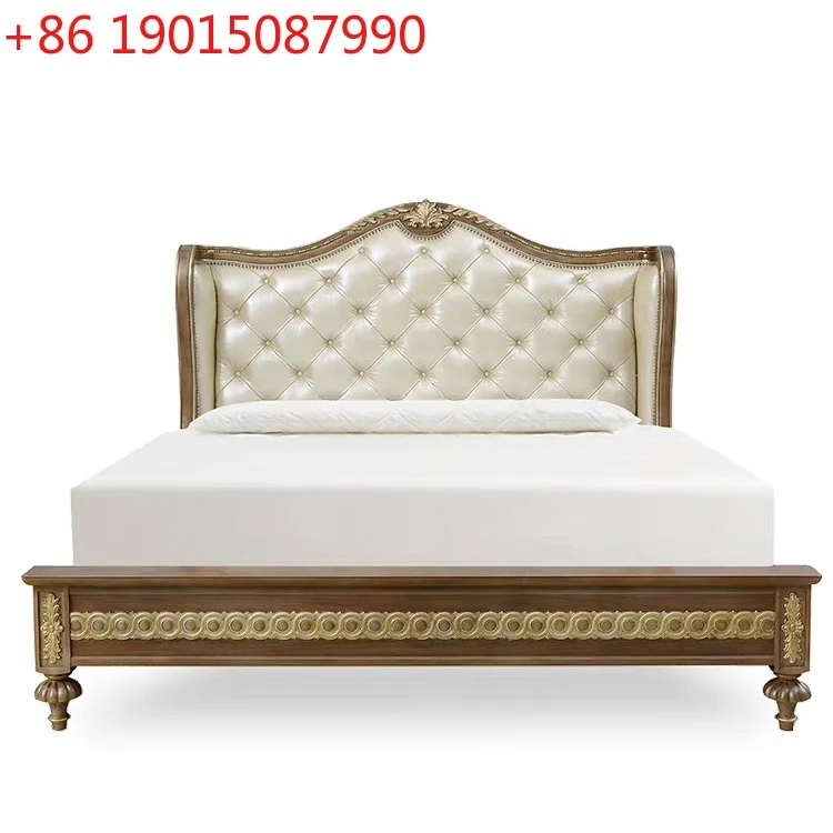 

American solid wood retro double bed master bedroom soft bag queen bed French luxury bed