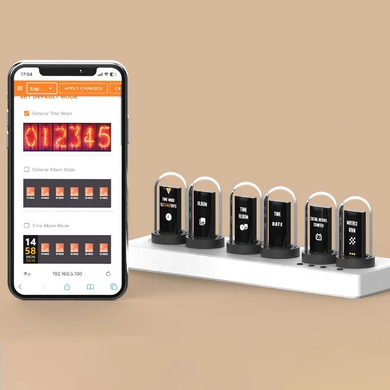 IPS Color Screen Clock Retro WIFI Control IPS Nixie Tube Alarm Clock DIY Clock Faces and Pictures for Game Room Decoration Gift