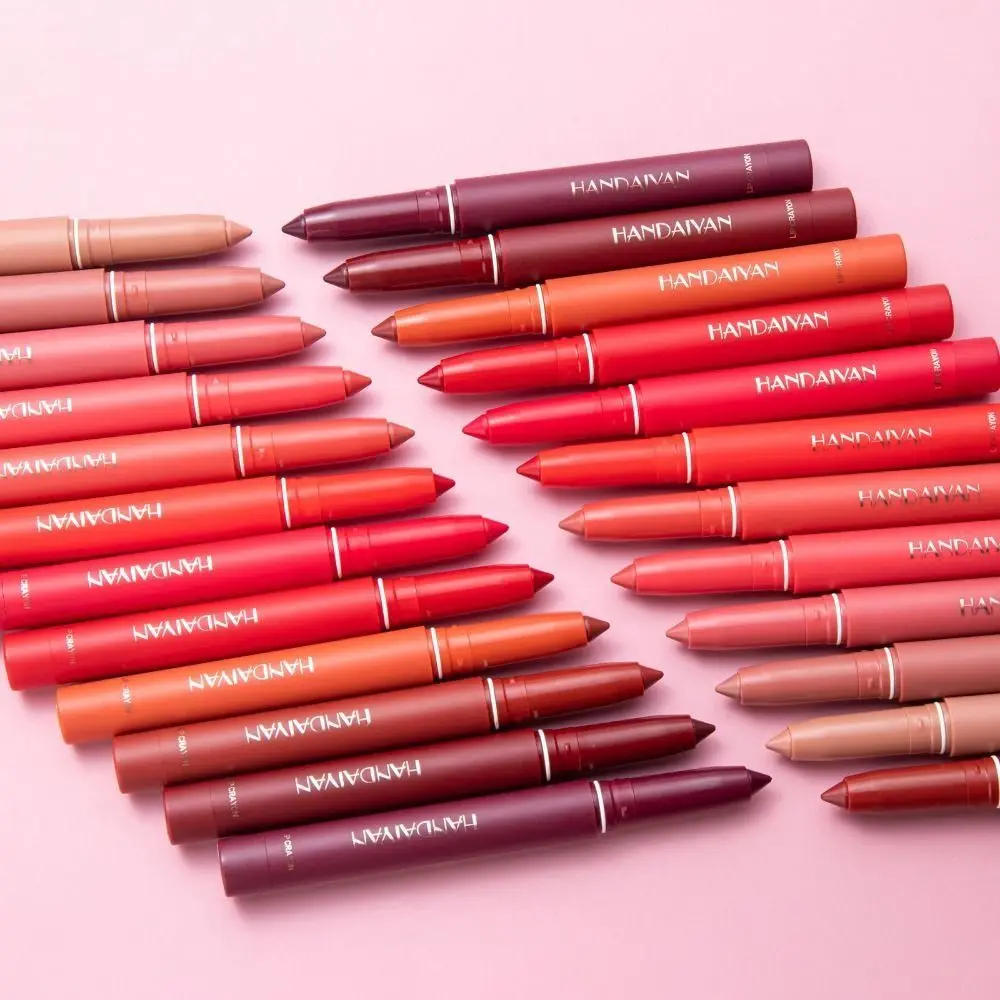 ใหม่หมุน Matte ลิปสติกดินสอ Non-Stick CUP กันน้ําลิปสติก Lip Liner ปากกา Sharpenable Long Lasting Lip Crayon ผู้หญิง