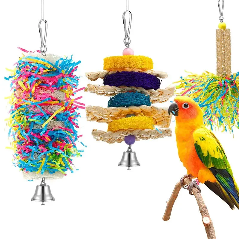 

6pcs Combination Bird Toys Set Swing Chewing Training Toys Small Parrot Hanging Hammock Parrot Cage Bell Perch with Ladder Toys