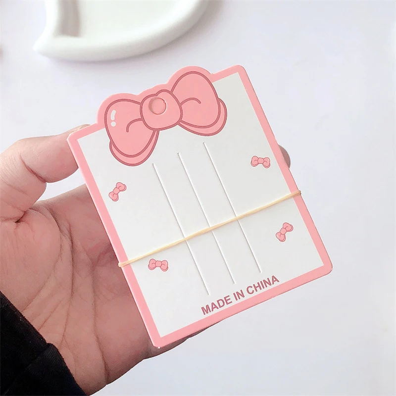 50pcs Pink Bow Display Cards For Hair Claw Clip Paper Card Headdress Card Hair Decoration Package DIY Jewelry Cardboard Package