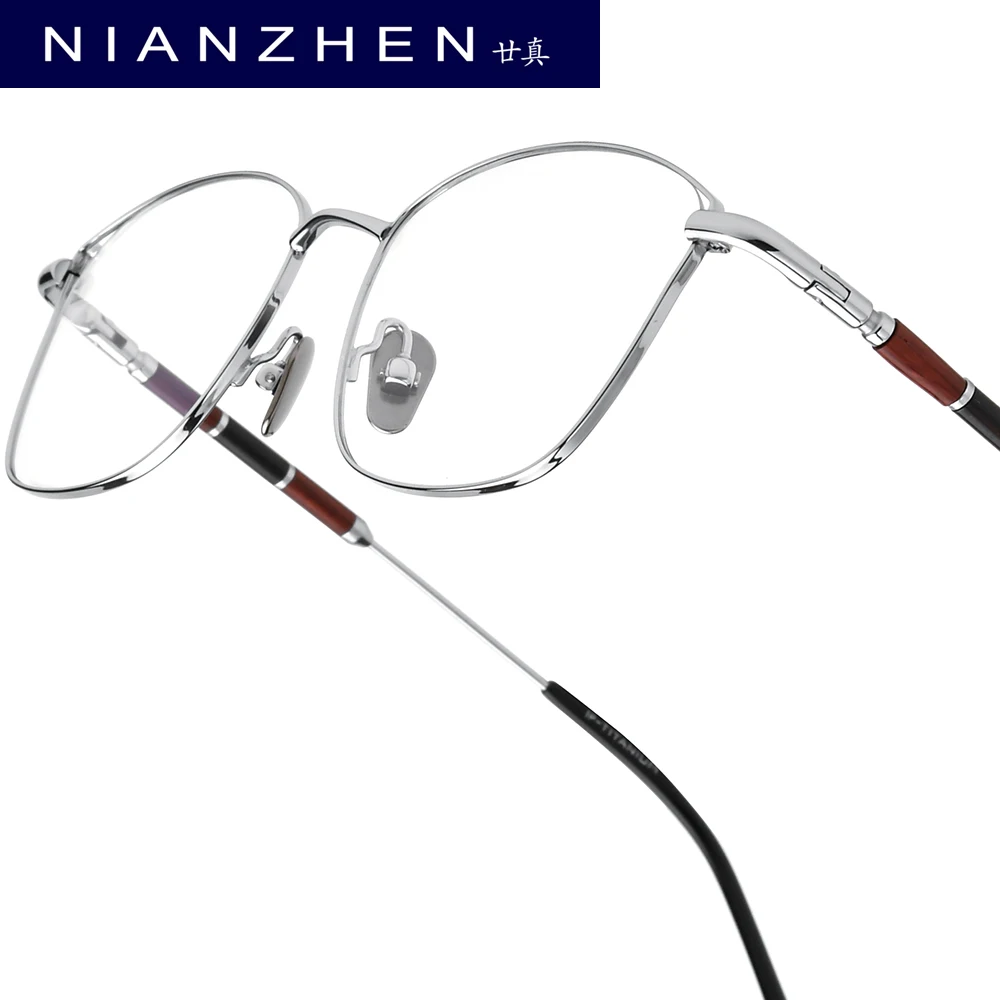 

NIANZHEN Titanium Eyeglasses Sandalwood Leg Men 2025 New Square Brand Design Glasses Frame Women Retro Eyewear Spectacles 625
