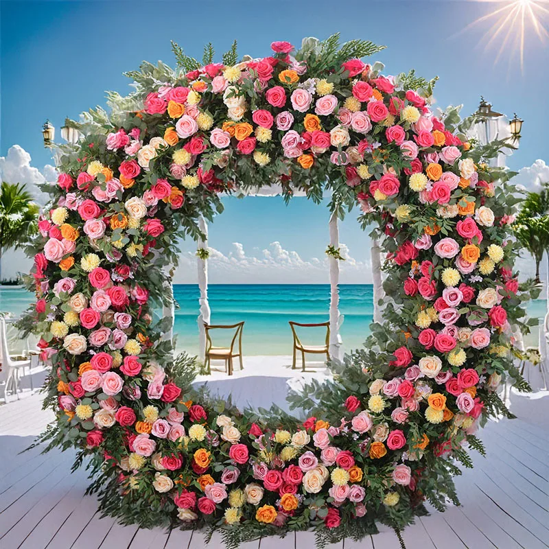 

Large 2 Meter Circular Flower Arrangement Wedding Stage Background Eucalyptus Leaf Arch Flower Lawn Wedding Decoration