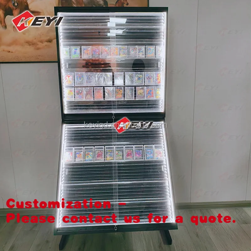custom.Factory LED Lights Display Shelf Trading Card Display Cabinet TCG Store Graded Sports Cards Showroom Des