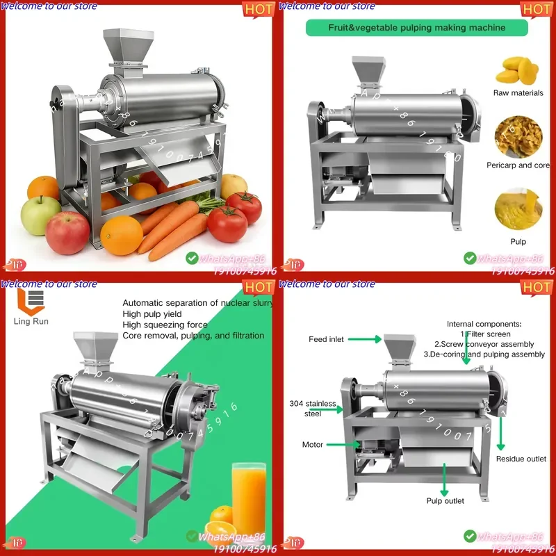 CE Certificate Heavy Industrial Grade Multi Functional Food Processor for Mango Pulping Machine Fruit Pulp Making