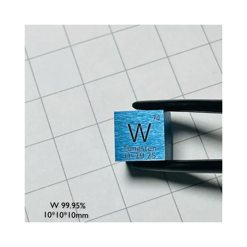 

10mm Blue Tungsten Cube 99.95% Pure W Element Block for Collection Hobbies Desktop Decoration