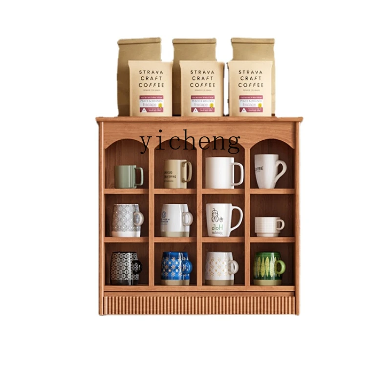 Xl Solid Wood Cup Holder Cup Retro Storage Storage Rack Integrated Wall Locker