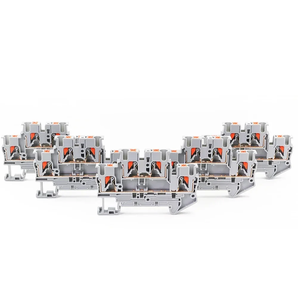 Bloque de terminales de carril Din, conector eléctrico de PTTB-2.5, conexión de cableado de resorte de doble capa, Conductor de cable sin tornillos,