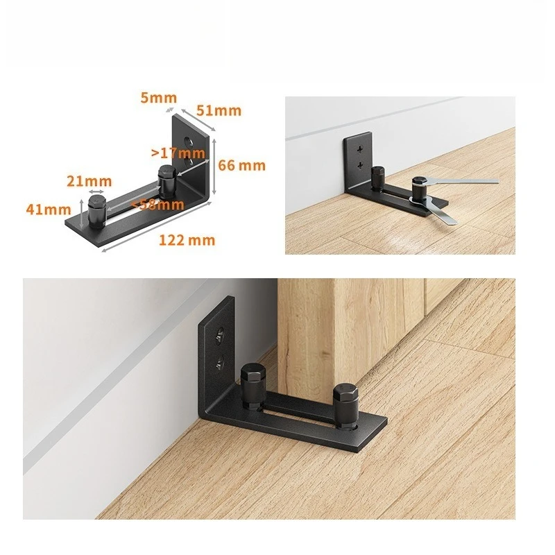8 in 1 Carbon Steel Adjustable Sliding Floor Guide For Barn Door Hardware Accessory Door Guide Slide Rail Mechanism Furniture