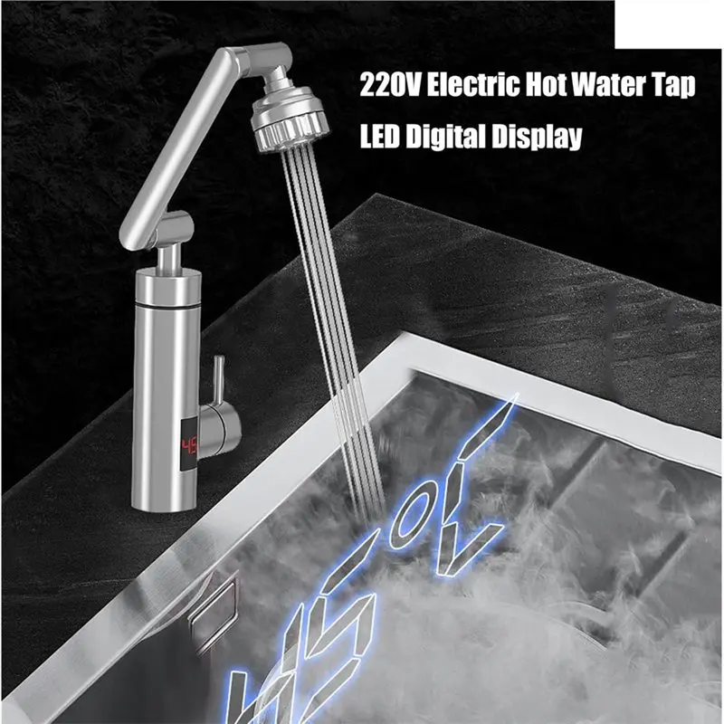 ABVI-Digital Display 1080° Rotating Instant Instantaneous Water Heater, 3000W Tap For Home Use Eu Plug