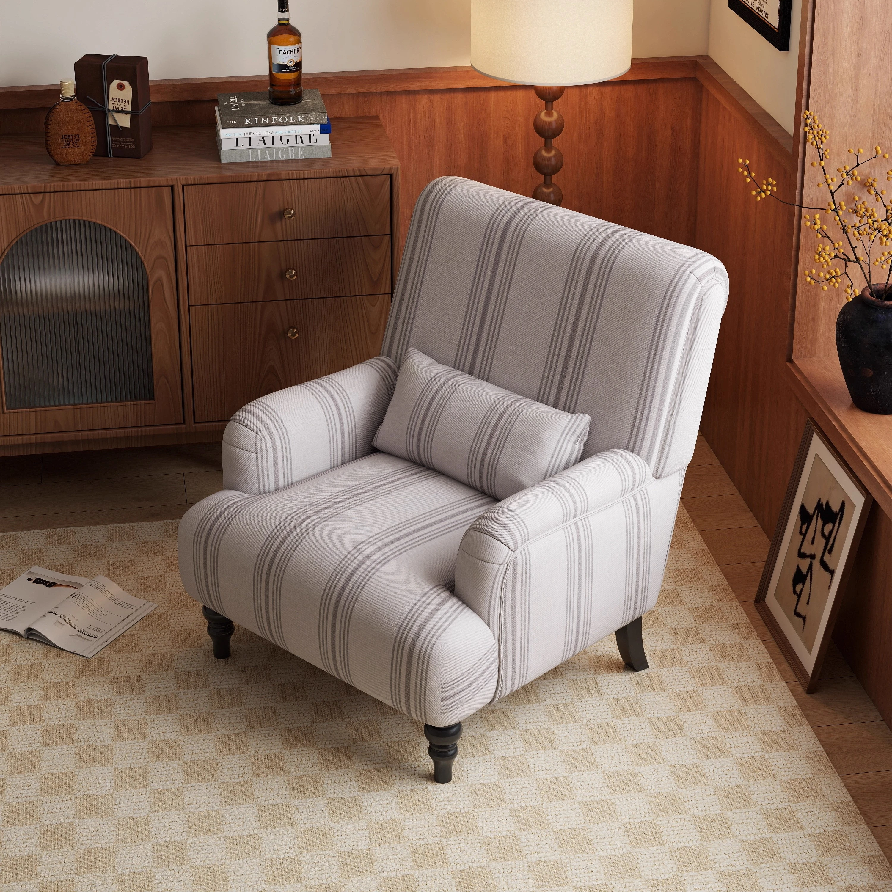 ! Einfacher, modischer Freizeitsessel aus luxuriösem Samt für das Wohnzimmer mit Massivholzgestell – Luxuriöse Einzelsofas
