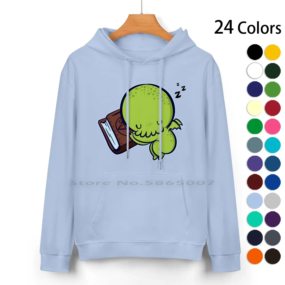 Eternal Sleep Pure Cotton Hoodie Sweater 24 Colors Cthulhu Cute Chibi Sleep Baby Necronomicon 100% Cotton Hooded Sweatshirt For