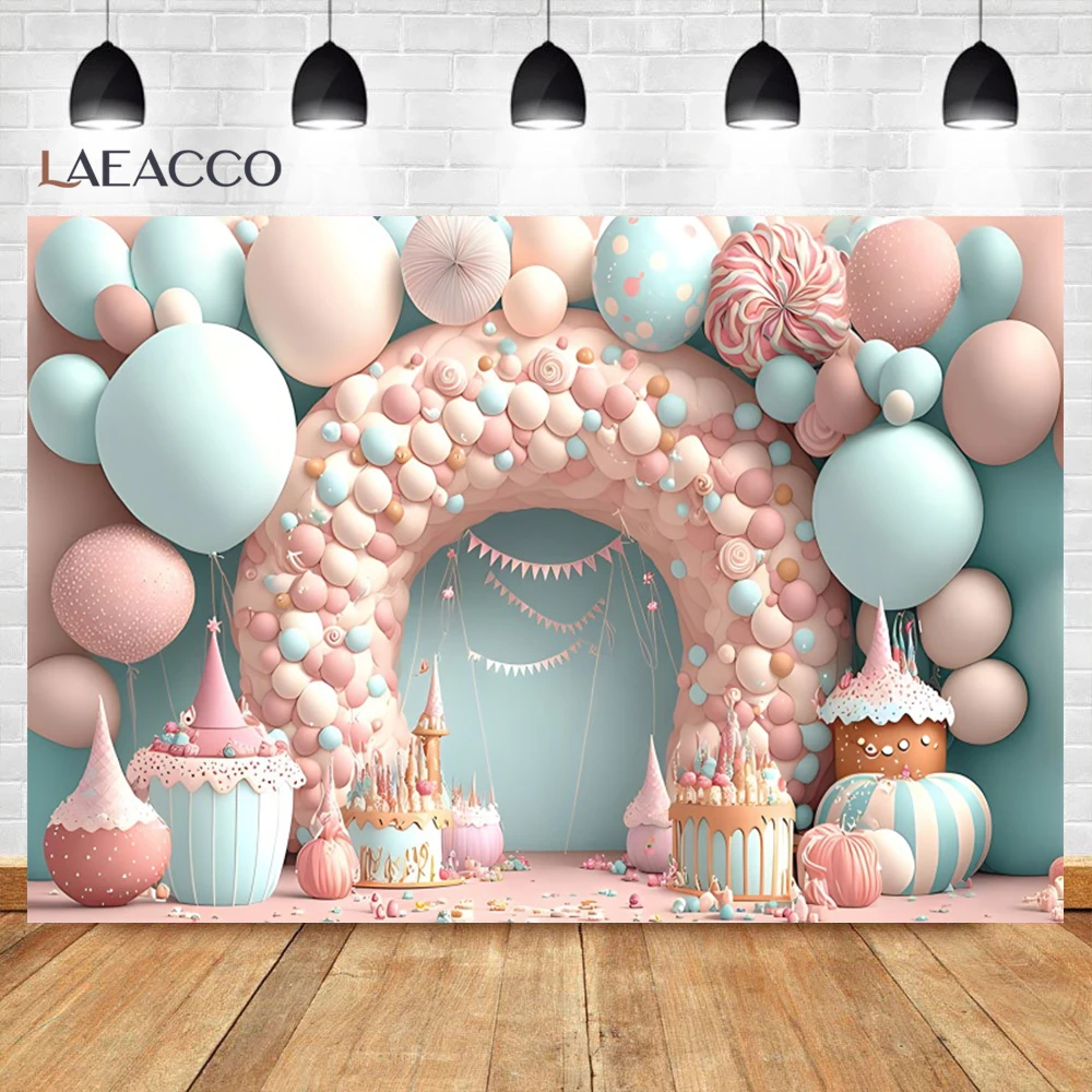 Ice Cream Party Background Pink Ice Cream Donuts Candy World Baby Shower Photography Backdrop Kids Birthday Banner Photo Studios