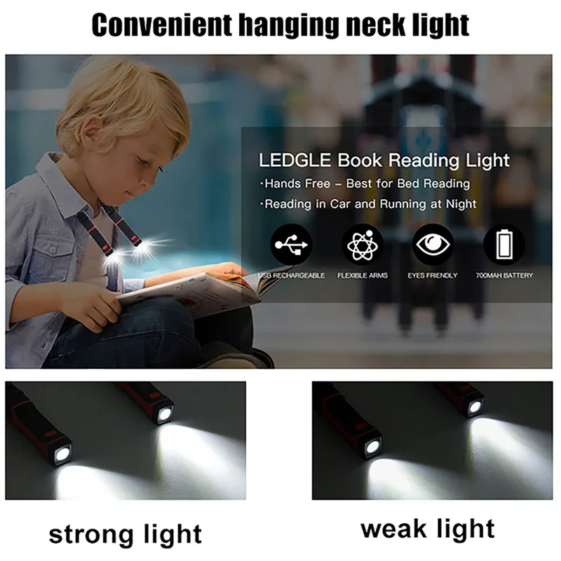 Flexible Handsfree LED Neck Light Book Reading Lamp Night Camping Light Flashlight AA/USB Charging Led Neck Reading Light