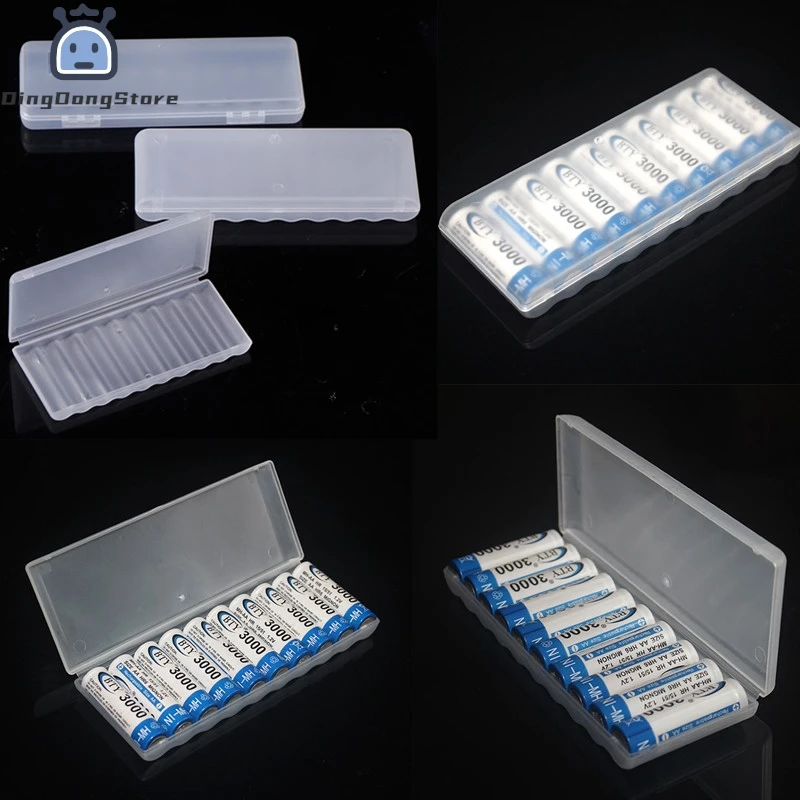 Portátil Plastic Battery Storage Box, Hard Container Case para AAA e AA Battery Organizer, DIY Acessórios, 10 Slots, 1Pc