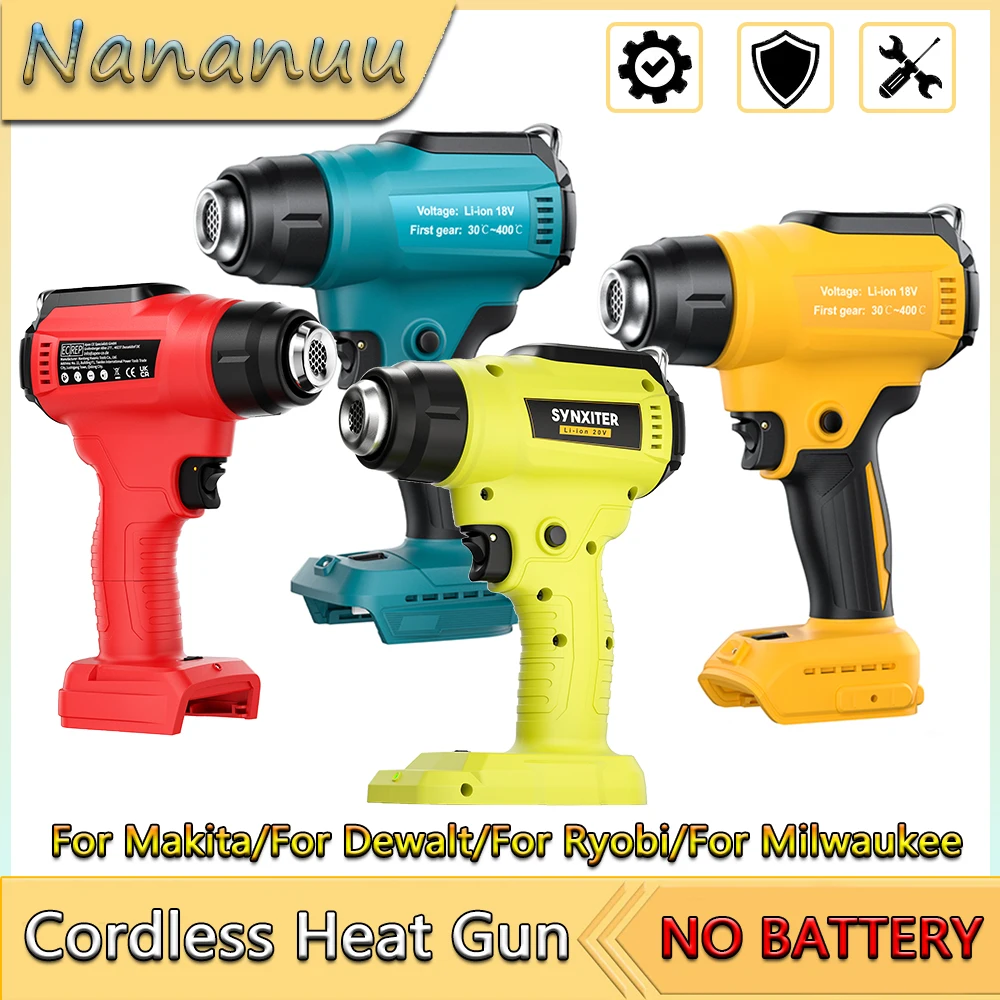 

Nananuu 350W Cordless Heat Gun Portable Power Tool Heat Shrink Gun For Makita/For Dewalt/For Ryobi/For Milwaukee(NO Battery)
