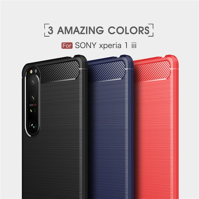 For Cover Sony Xperia 1 III Case For Sony Xperia 1 III Capa Silicone Carbon Fiber Soft TPU For Fundas Sony Xperia 10 1 III Cover