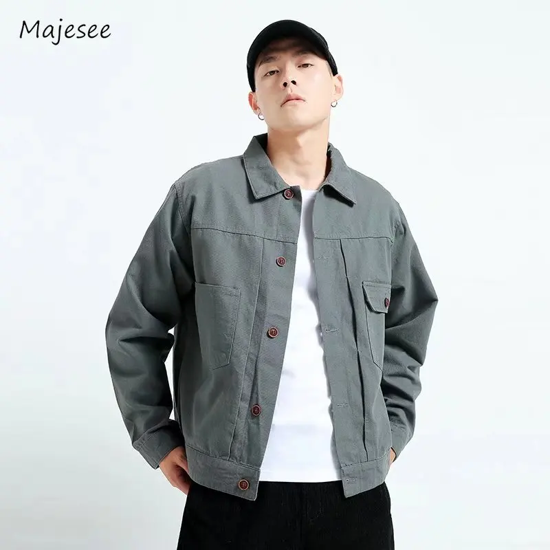 

Jackets Men Japanese Safari Style Harajuku All-match Fashion Pockets Males Overcoats High Street Chic Hipster Long Sleeve Autumn