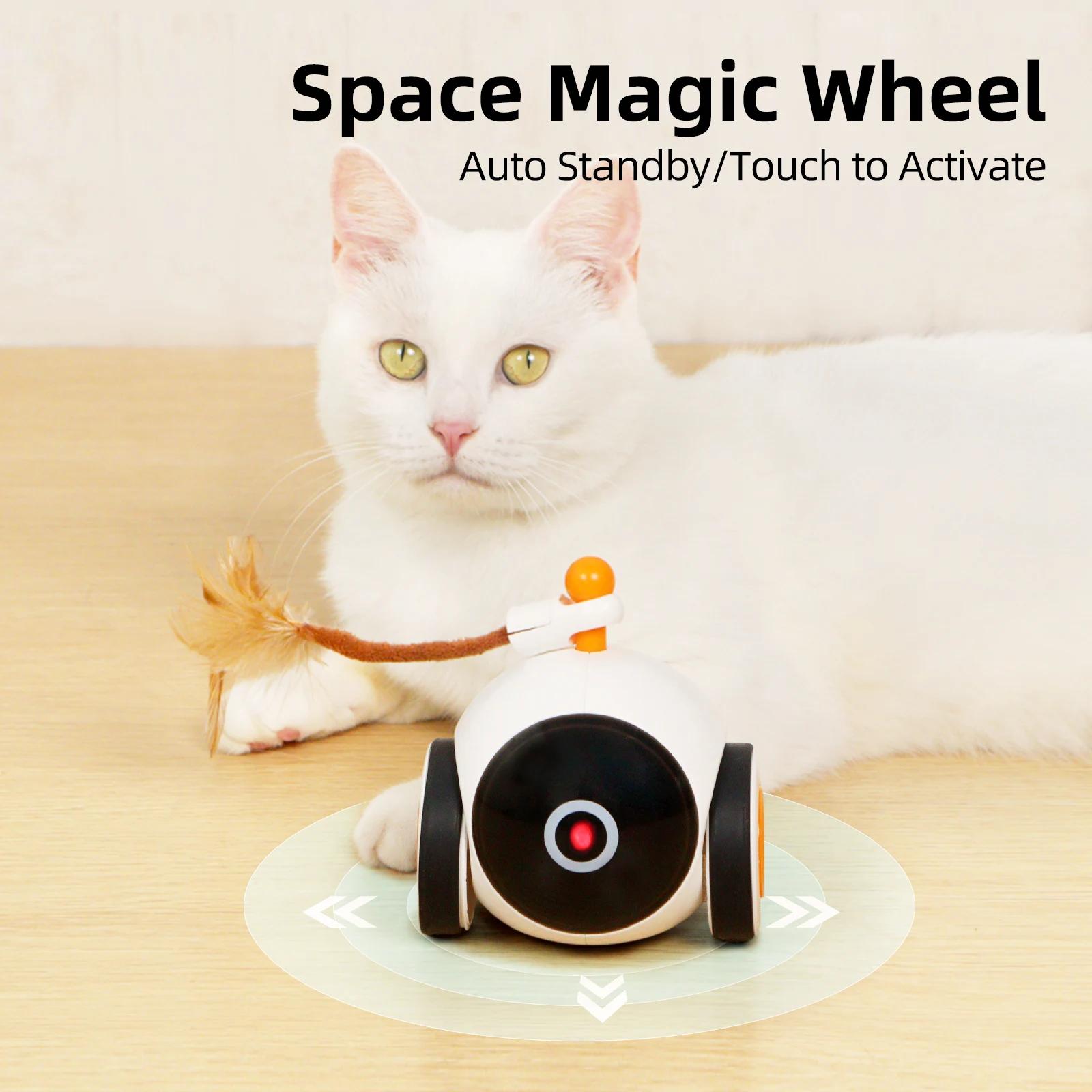 

TANU Automatic Cat Toy, 360° Rotating Wand, Long Battery Life Self-Play, Boredom Relief Interactive Toy for Indoor Cats