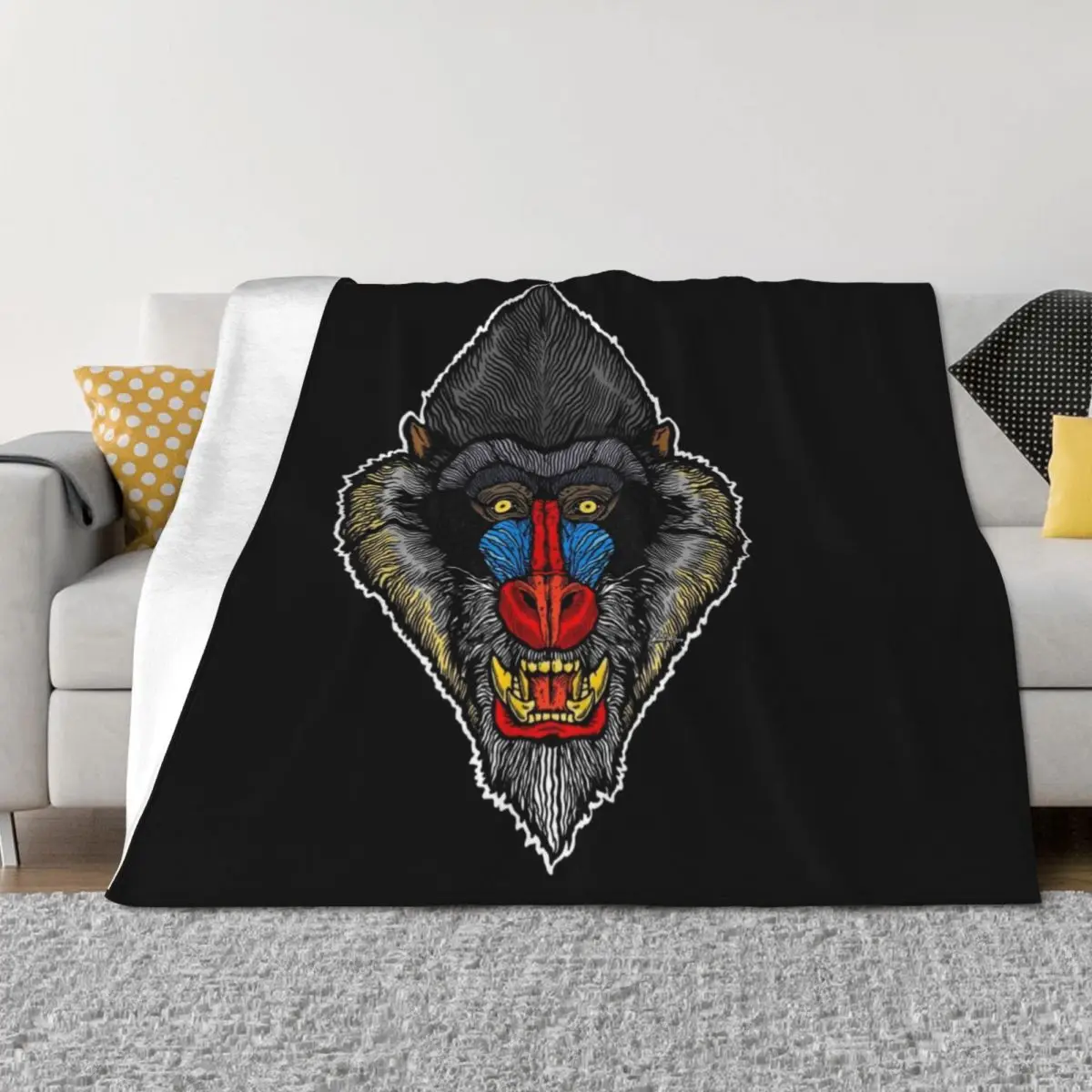 

Mandrill Face Throw Blanket christmas decoration Decorative Sofas cosplay anime Weighted Blankets