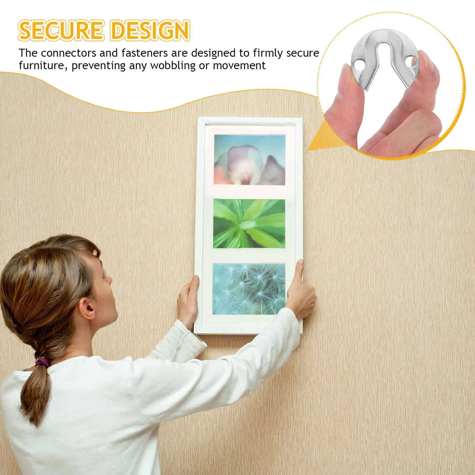8Pcs Picture Frame Hanging Kit Heavy Duty Iron Keyhole Hangers Metal Brackets for Wall Mounting Mirrors Artwork Photos Secure