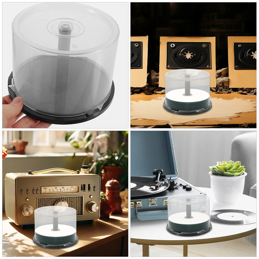 Cubo vacío redondo para CD, contenedor de plástico para almacenamiento de Dvd, contenedor de viaje