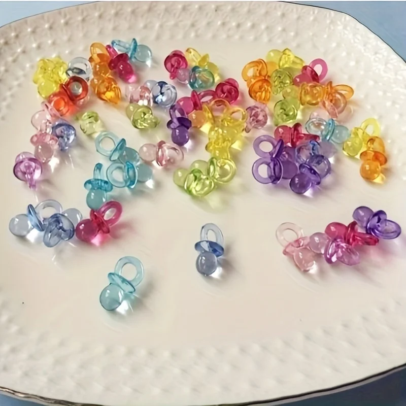 100pc/set Acrylic Pacifiers Pendant Transparent Mini Pacifiers Baby Nipple Shape For Jewelry Making Kids NecklaceToy