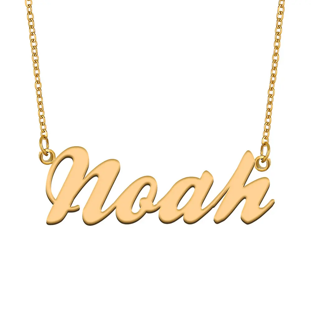 

Noah Name Necklace for Women Stainless Steel Jewelry Gold Plated Nameplate Pendant Femme Mothers Girlfriend Gift