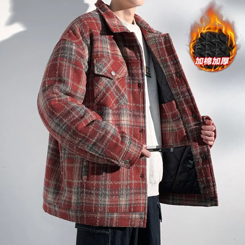 Winter Fashion Trend With Thick Cotton and Warm Woolen Coat For Men's Casual Loose Sports Plus Large Size High-Quality Jacket