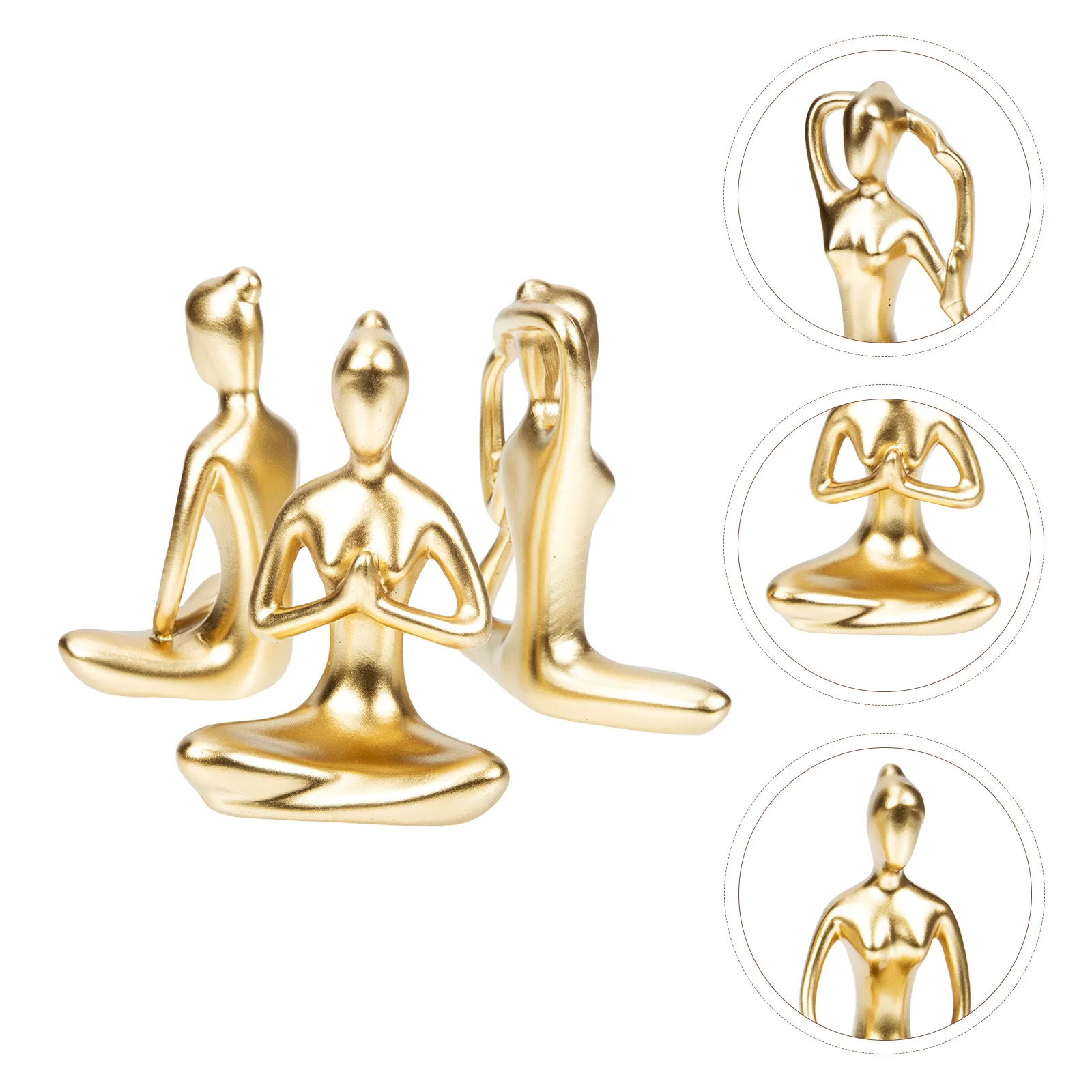 

3Pcs Figurines Resin Meditation Pose Statues Simple Delicate Design for Table Bookshelf Decoration