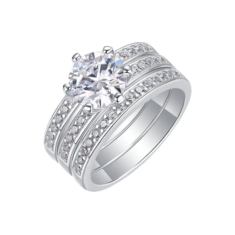 JEWLARA Stacked Ring, Children Will Not Fade, Light Luxury and High-end Sense Versatile S925 Silver Moissanite Rings