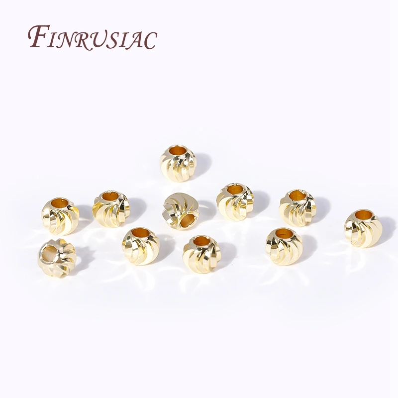 5 Sizes Round Spacer Beads 18K Gold Plated Brass Metal Beads Cut Pattern Separators Beads For DIY Handmade Jewelry Accessories