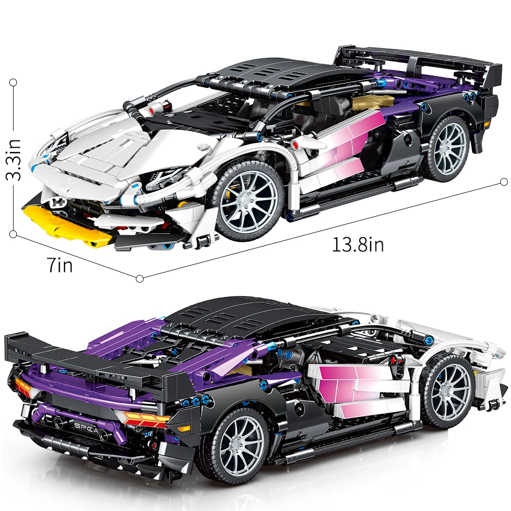 Blocos de construção de carros esportivos brinquedos kits para adultos, 1:14 conjunto de construção moc modelo de carro de corrida para meninos de 12 a 16 anos 8-14, (1404 peças)