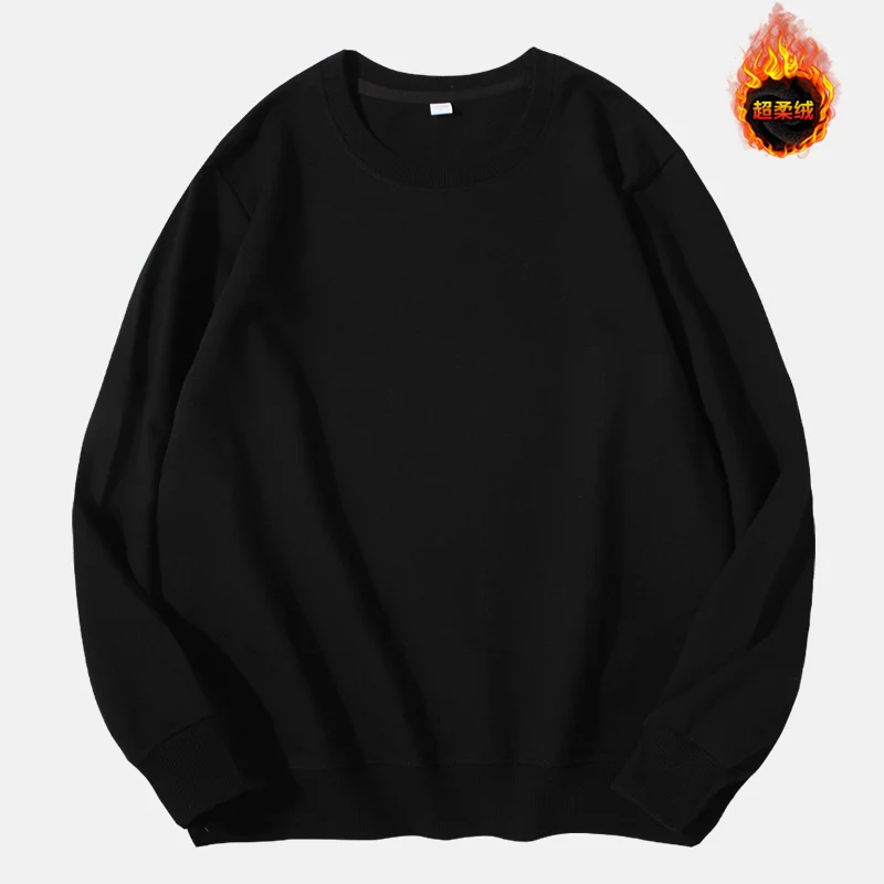 Warm Sweatshirts Women Spring Winter Solid O-neck Long Sleeve Pullovers Harajuku Casual Cotton 5XL Streetwear Couple Clothing