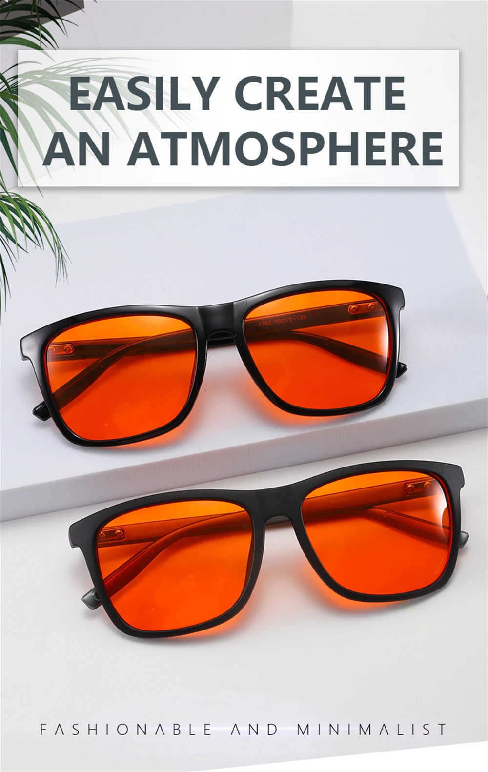 Klassische Orange-Linsen Blaulichtfilter-Brille für Männer und Frauen, Eckige Computer-Nachtsichtbrille mit Bildschirmfilter – Detail 2